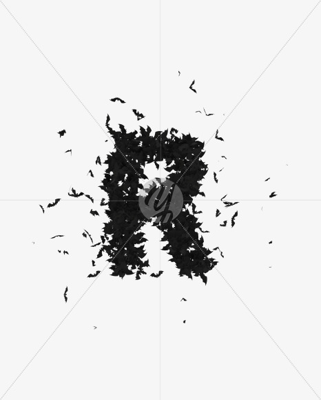 Halloween Typeface made out of bats the character R