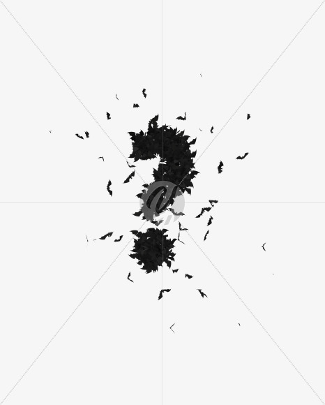 Halloween Typeface made out of bats the character question mark