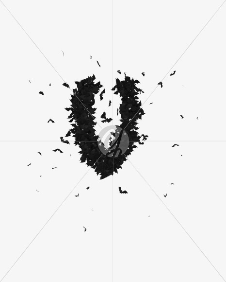 Halloween Typeface made out of bats the character V