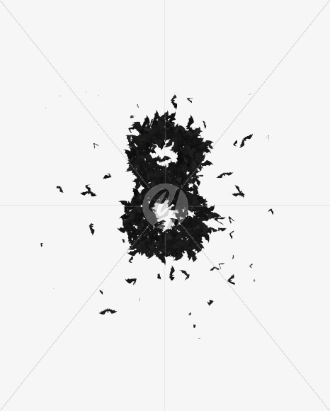 Halloween Typeface made out of bats the character 8