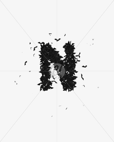Halloween Typeface made out of bats the character N