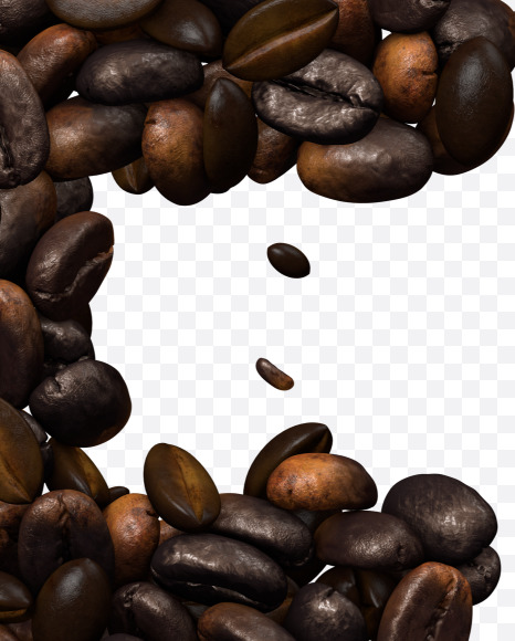 Letter F from Coffee text typeface out of coffee beans on Yellow Images Creative Fonts - S81495