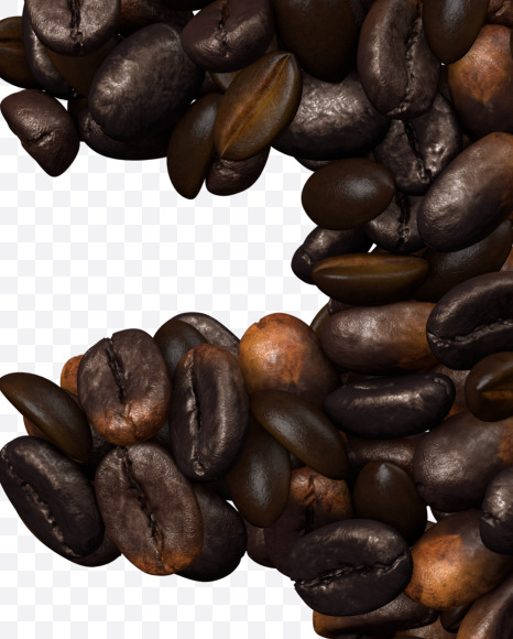 Yen from Coffee text typeface out of coffee beans on Yellow Images Creative Fonts - S81522