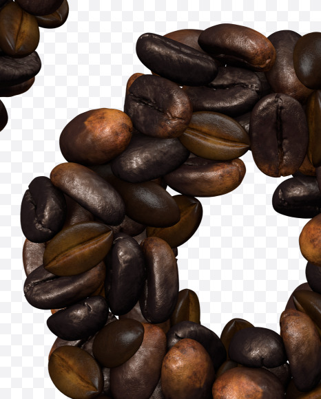 Percent from Coffee text typeface out of coffee beans on Yellow Images Creative Fonts - S81509