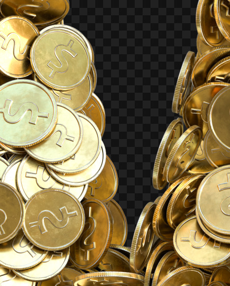 Coin W from Alphabet made from gold coins on Yellow Images Creative Fonts - S81594