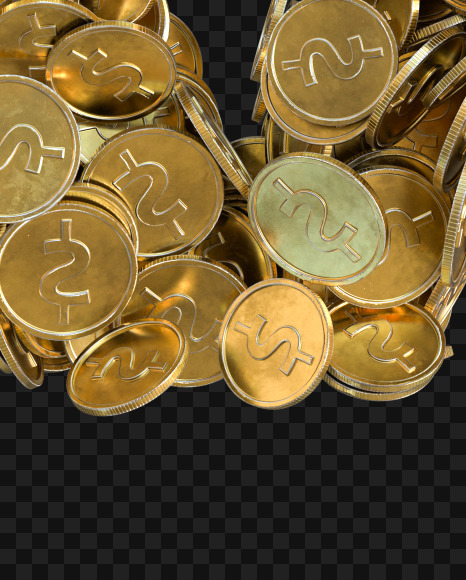 Coin V from Alphabet made from gold coins on Yellow Images Creative Fonts - S81593