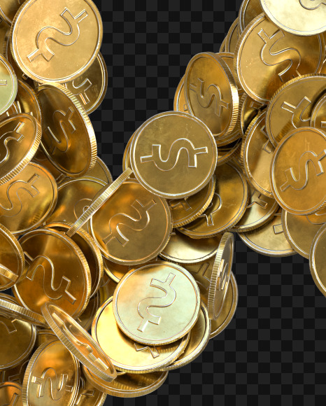 Coin K from Alphabet made from gold coins on Yellow Images Creative Fonts - S81582