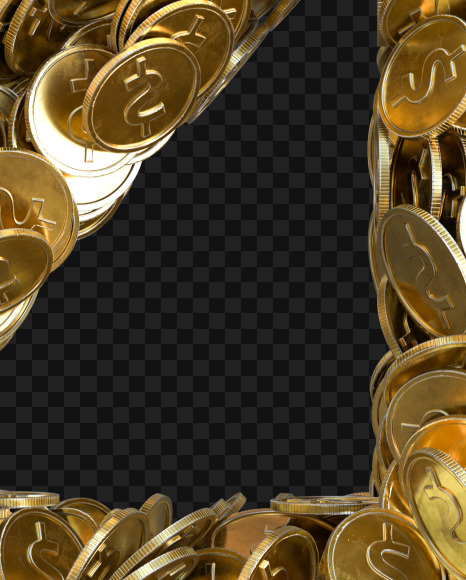 Coin 4 from Alphabet made from gold coins on Yellow Images Creative Fonts - S81566