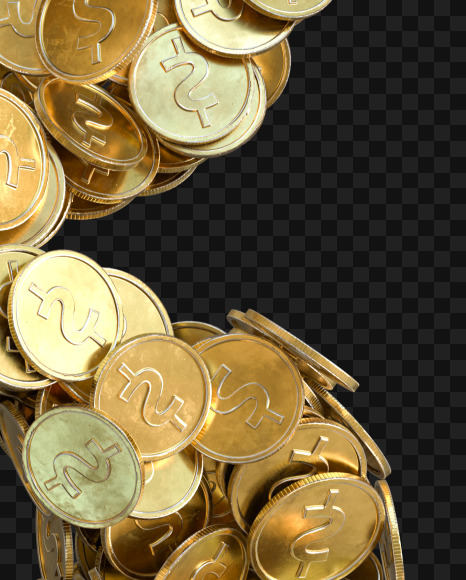 Coin B from Alphabet made from gold coins on Yellow Images Creative Fonts - S81573