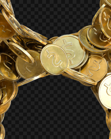 Coin 8 from Alphabet made from gold coins on Yellow Images Creative Fonts - S81570