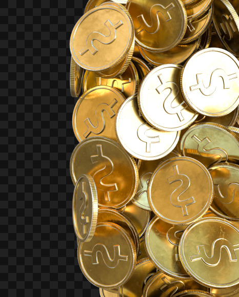 Coin 6 from Alphabet made from gold coins on Yellow Images Creative Fonts - S81568