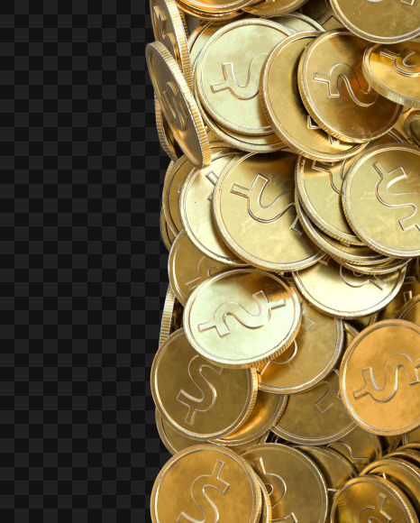 Coin F from Alphabet made from gold coins on Yellow Images Creative Fonts - S81577