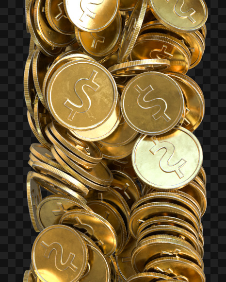 Coin T from Alphabet made from gold coins on Yellow Images Creative Fonts - S81591