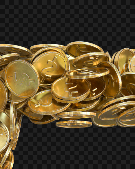 Coin 5 from Alphabet made from gold coins on Yellow Images Creative Fonts - S81567