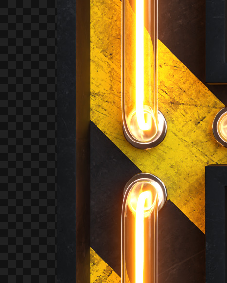 B Alphabet construction light from Industrial Alphabet on transparent background on Yellow Images Creative Fonts - S81613