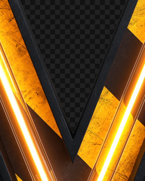 M Alphabet construction light from Industrial Alphabet on transparent background on Yellow Images Creative Fonts - S81624