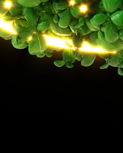 9 from Leaves font with neon and fireflies on Yellow Images Creative Fonts - S81895