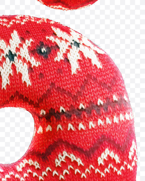 6 from Knitted Christmas Fabric Alphabet on Yellow Images Creative Fonts - S82150