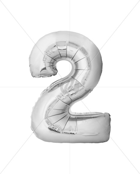 2 from Silver Helium Balloon Font Letters and Numbers on Yellow Images Creative Fonts - S82293