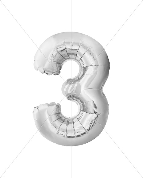 3 from Silver Helium Balloon Font Letters and Numbers on Yellow Images Creative Fonts - S82294