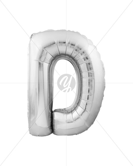 Letter D from Silver Helium Balloon Font Letters and Numbers on Yellow Images Creative Fonts - S82269