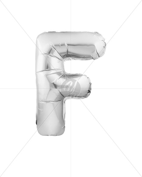 Letter F from Silver Helium Balloon Font Letters and Numbers on Yellow Images Creative Fonts - S82271