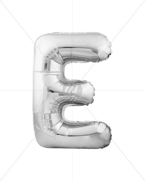 Letter E from Silver Helium Balloon Font Letters and Numbers on Yellow Images Creative Fonts - S82270