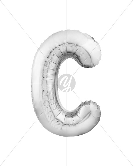 Letter C from Silver Helium Balloon Font Letters and Numbers on Yellow Images Creative Fonts - S82268