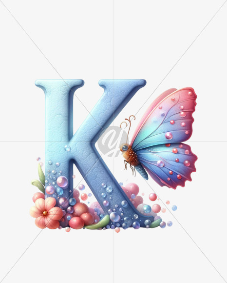 Letter K from Butterfly Alphabet on Yellow Images Creative Fonts - S82356