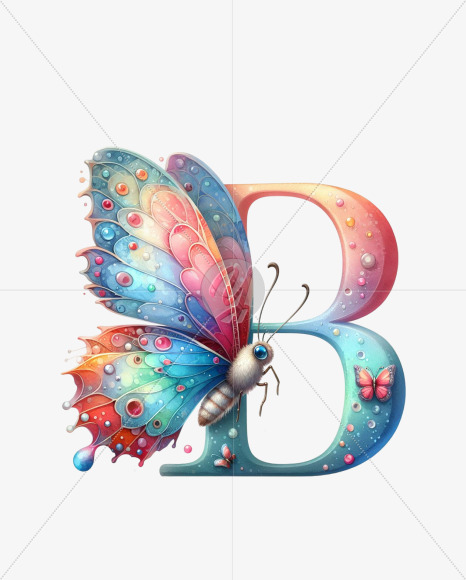 Letter B from Butterfly Alphabet on Yellow Images Creative Fonts - S82347