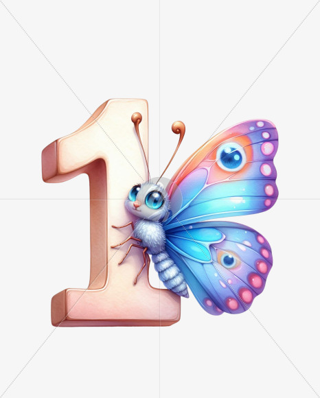 1 from Butterfly Alphabet on Yellow Images Creative Fonts - S82373