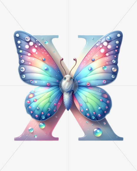 Letter X from Butterfly Alphabet on Yellow Images Creative Fonts - S82369