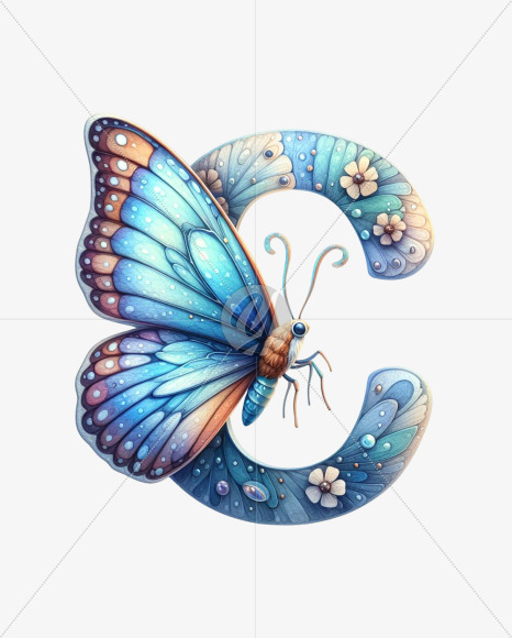 Letter C from Butterfly Alphabet on Yellow Images Creative Fonts - S82348