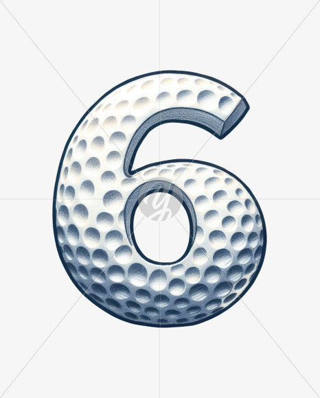 6 from Golf Doodle Alphabet on Yellow Images Creative Fonts - S82476