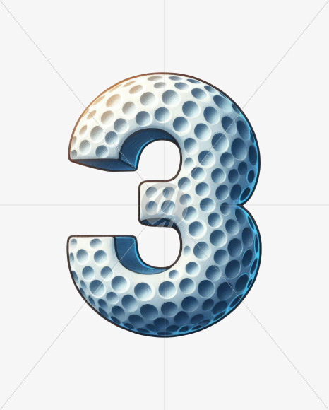 3 from Golf Doodle Alphabet on Yellow Images Creative Fonts - S82473