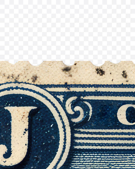 Letter J from Vintage postage stamp alphabet on Yellow Images Creative Fonts - S82490