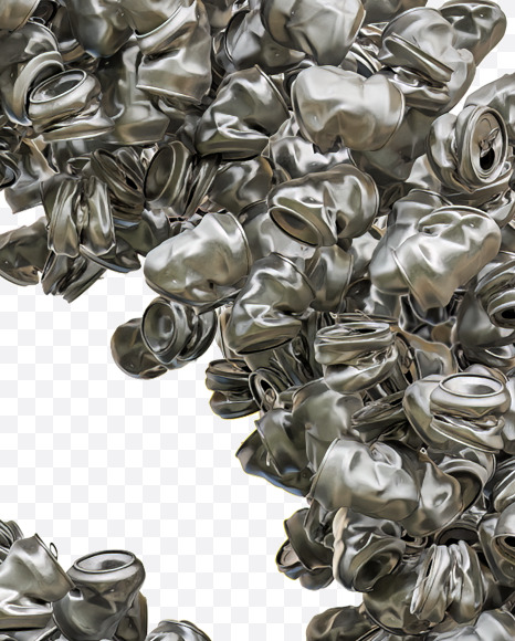 Letter Q from Crushed aluminium can alphabet on Yellow Images Creative Fonts - S82612