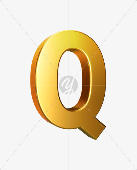 Letter Q from Golden font. on Yellow Images Creative Fonts - S83845