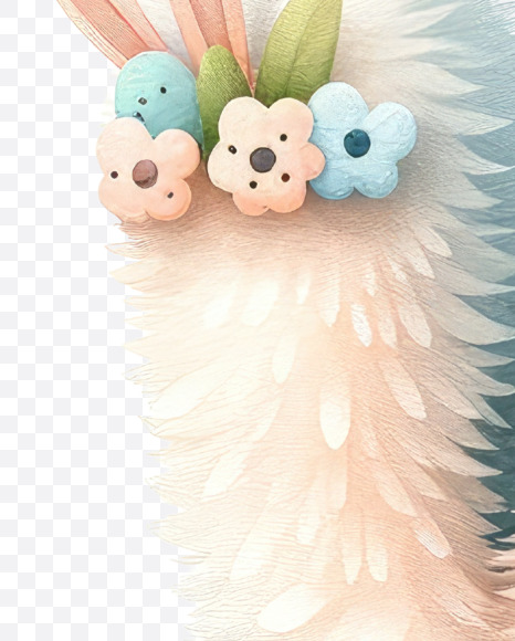 Letter W from Easter Watercolor Alphabet Bunny Ears on Yellow Images Creative Fonts - S84298