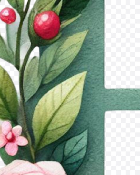 Letter B from Spring Floral Alphabet on Yellow Images Creative Fonts - S84336