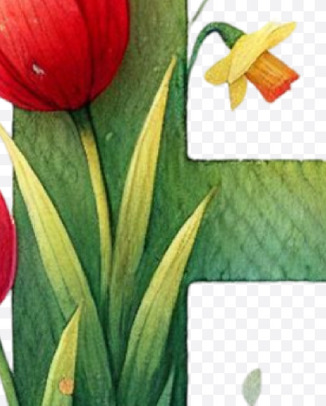Letter H from Spring Floral Alphabet on Yellow Images Creative Fonts - S84321