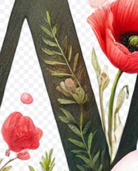 Letter W from Spring Floral Alphabet on Yellow Images Creative Fonts - S84343