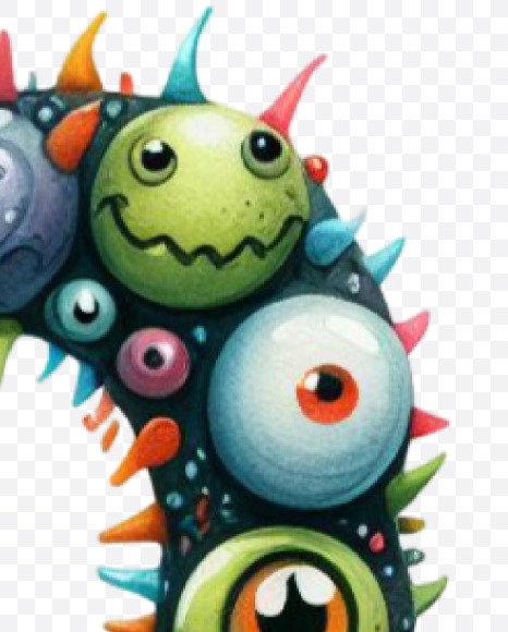 5 from Monster Watercolor alphabet on Yellow Images Creative Fonts - S84381