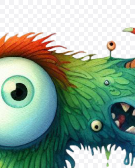 Letter T from Monster Watercolor alphabet on Yellow Images Creative Fonts - S84372