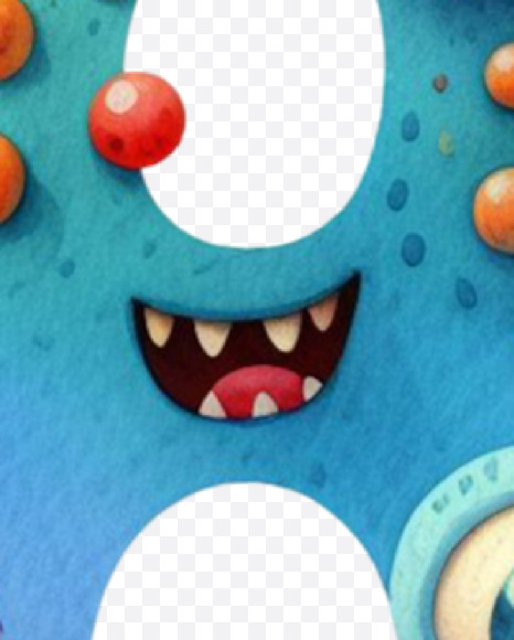 8 from Monster Watercolor alphabet on Yellow Images Creative Fonts - S84377