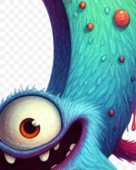 Letter Q from Monster Watercolor alphabet on Yellow Images Creative Fonts - S84359