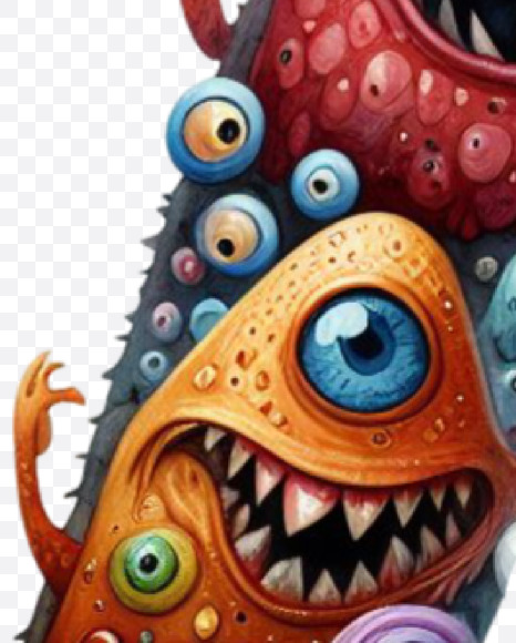 Letter V from Monster Watercolor alphabet on Yellow Images Creative Fonts - S84368