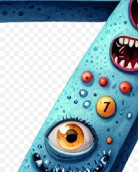 7 from Monster Watercolor alphabet on Yellow Images Creative Fonts - S84376