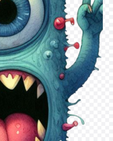 Letter I from Monster Watercolor alphabet on Yellow Images Creative Fonts - S84354