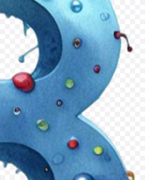 3 from Monster Watercolor alphabet on Yellow Images Creative Fonts - S84371